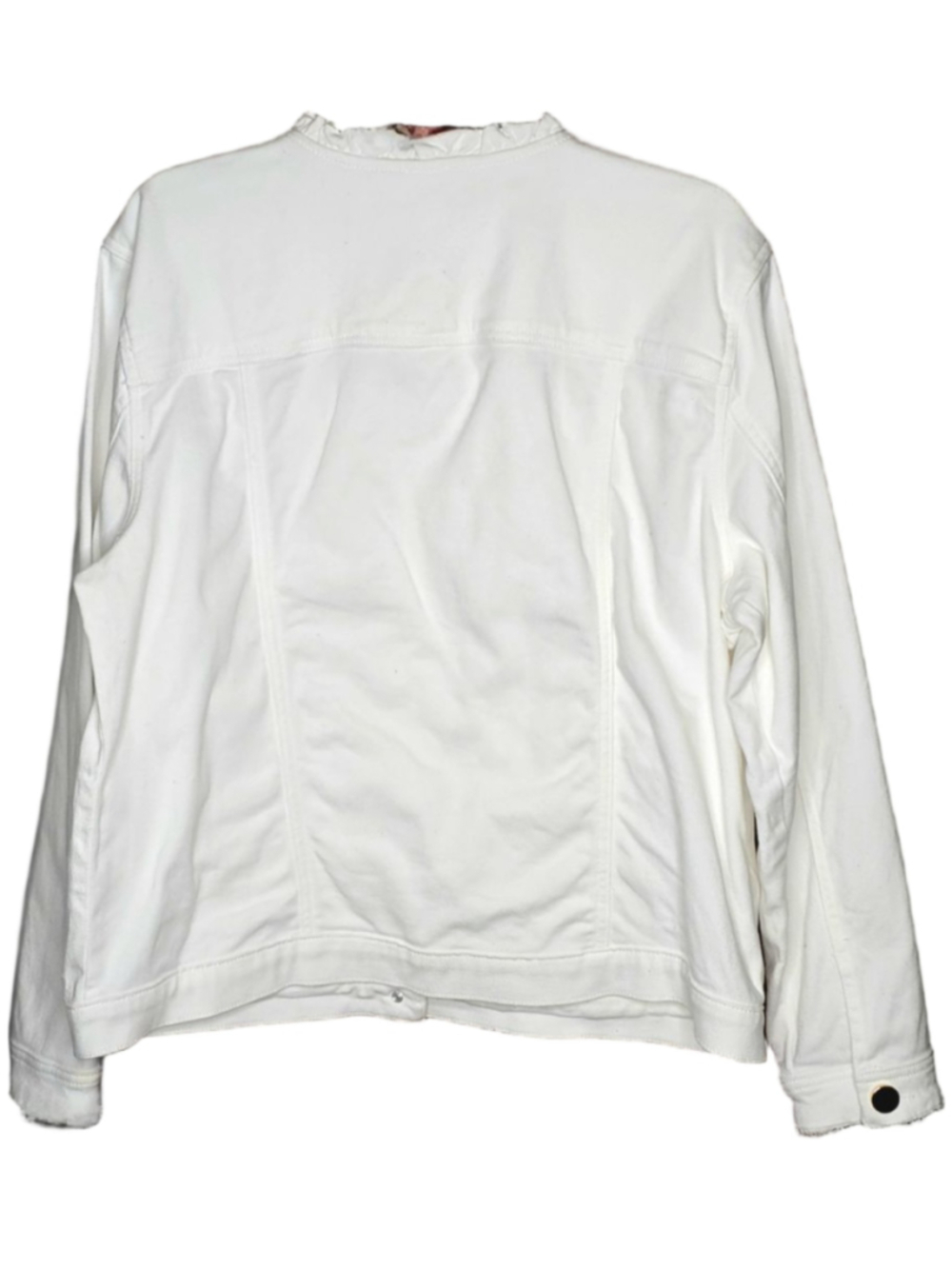Kate & Sam White Ruffle Neck Button Front Jacket XL - Picture 2 of 11